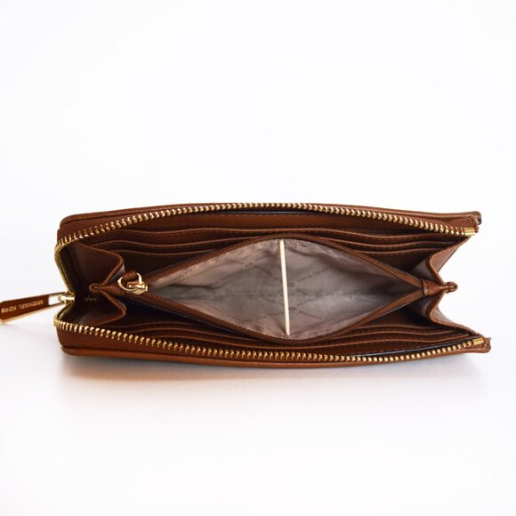 Michael Kors Beige Jet Set Travel Signature Canvas and Leather Three Quarter-Zip - Picture 12 of 15